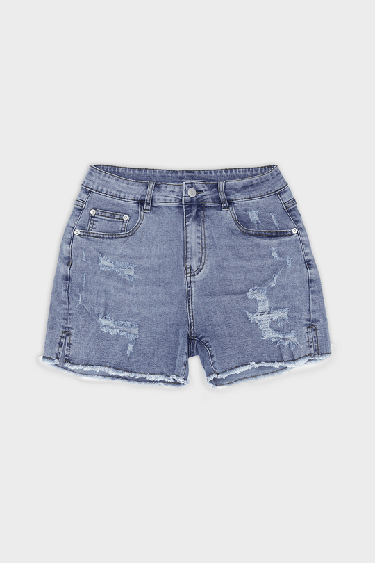 Jaded 3" Denim Short Shorts - Washed Blue - JJ Malibu