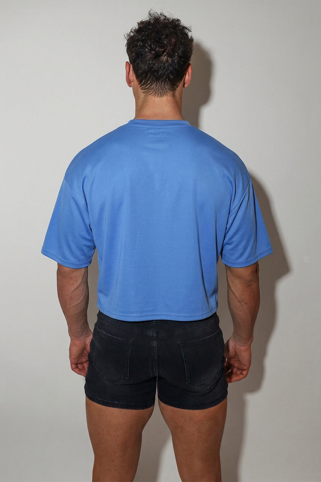 Cool-Dry Oversized Relaxed Crop Top - Cerulean Blue
