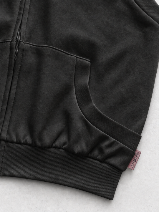 Open Back Sleeveless Hoodie - Midnight Black